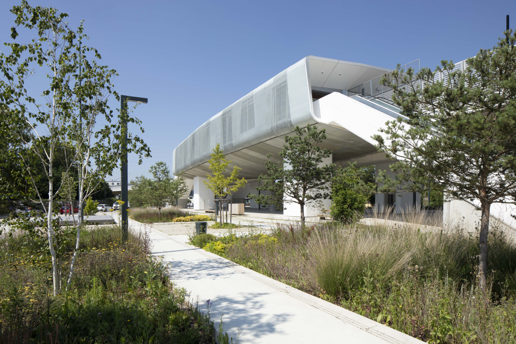 Illustration - Le côté Sud de la place et ces espaces plantés, en juin 2024