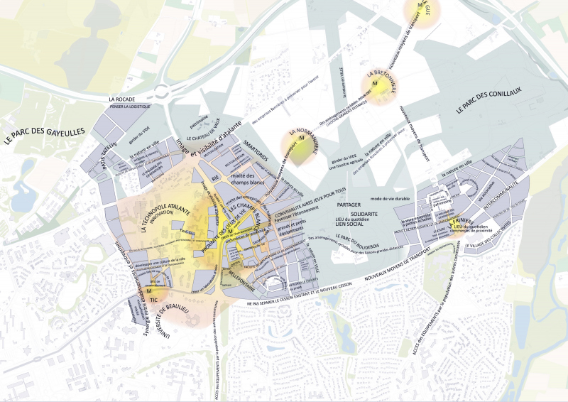 Illustration - Carte des mots de la vie en ville réalisée par les groupes de travail lors des «Cafés-Viasilva»
