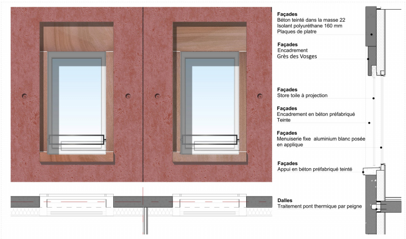 Illustration - Détails de la façade / modénatures des façades / rapport architecture et contexte