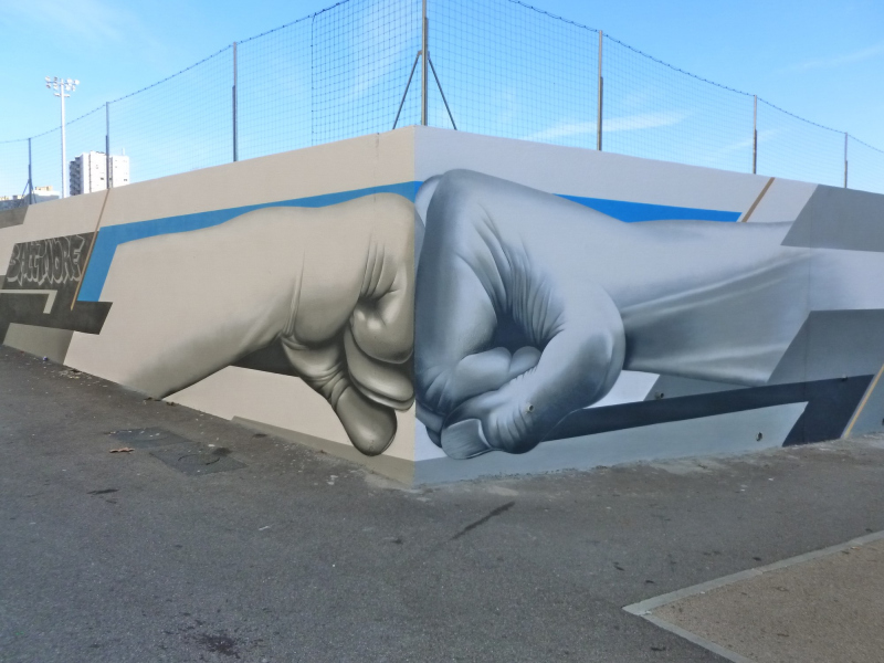Illustration - Street Art sur le nouveau stade des Lauriers à Malpassé