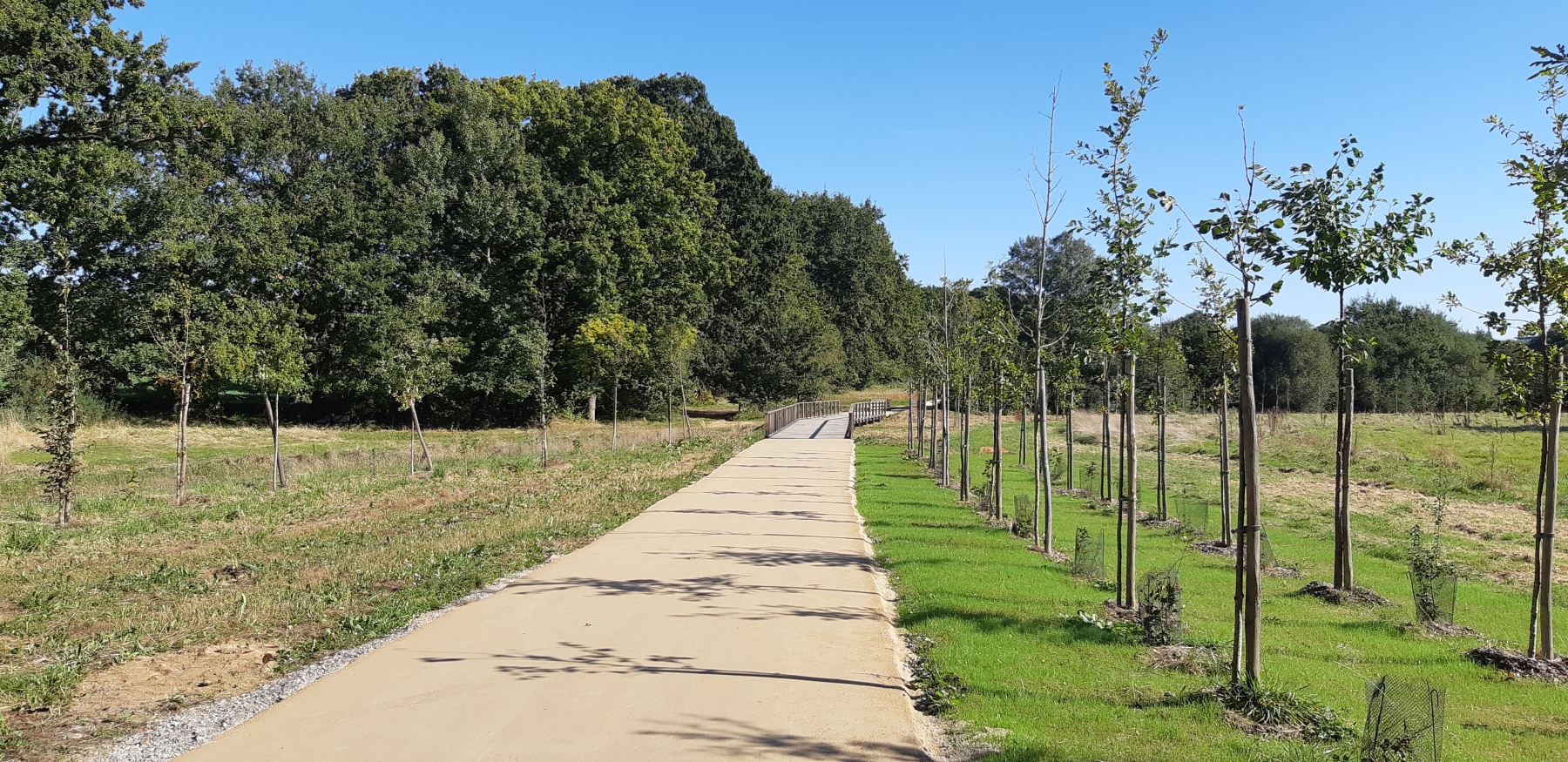 Illustration - Le chemin des Péristyles à l’entrée du parc agricole, en octobre 2021