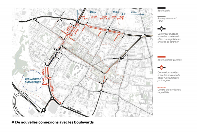 Illustration - Principes de restructuration des boulevards et de la trame viaire