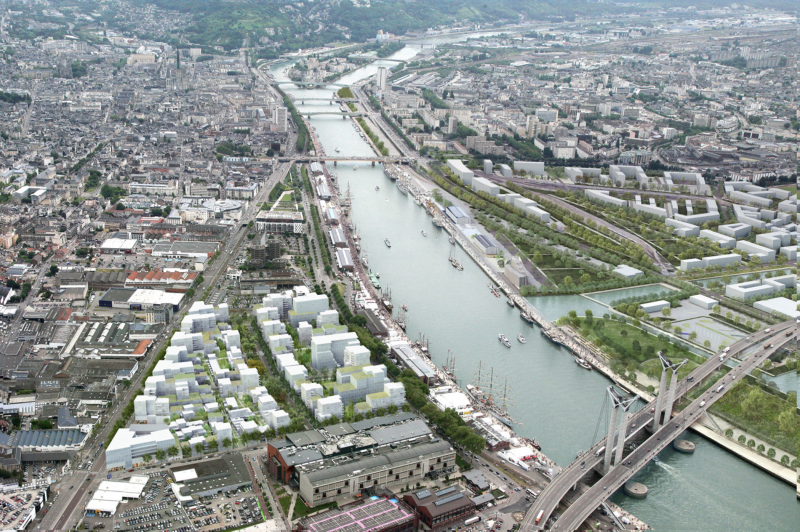 Illustration - Vue aérienne du projet depuis le port